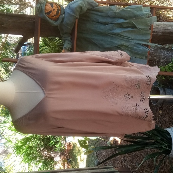 Forgotten Grace Tops - Forgotten Grace mocha brown cut out embroidered whimsical tunic